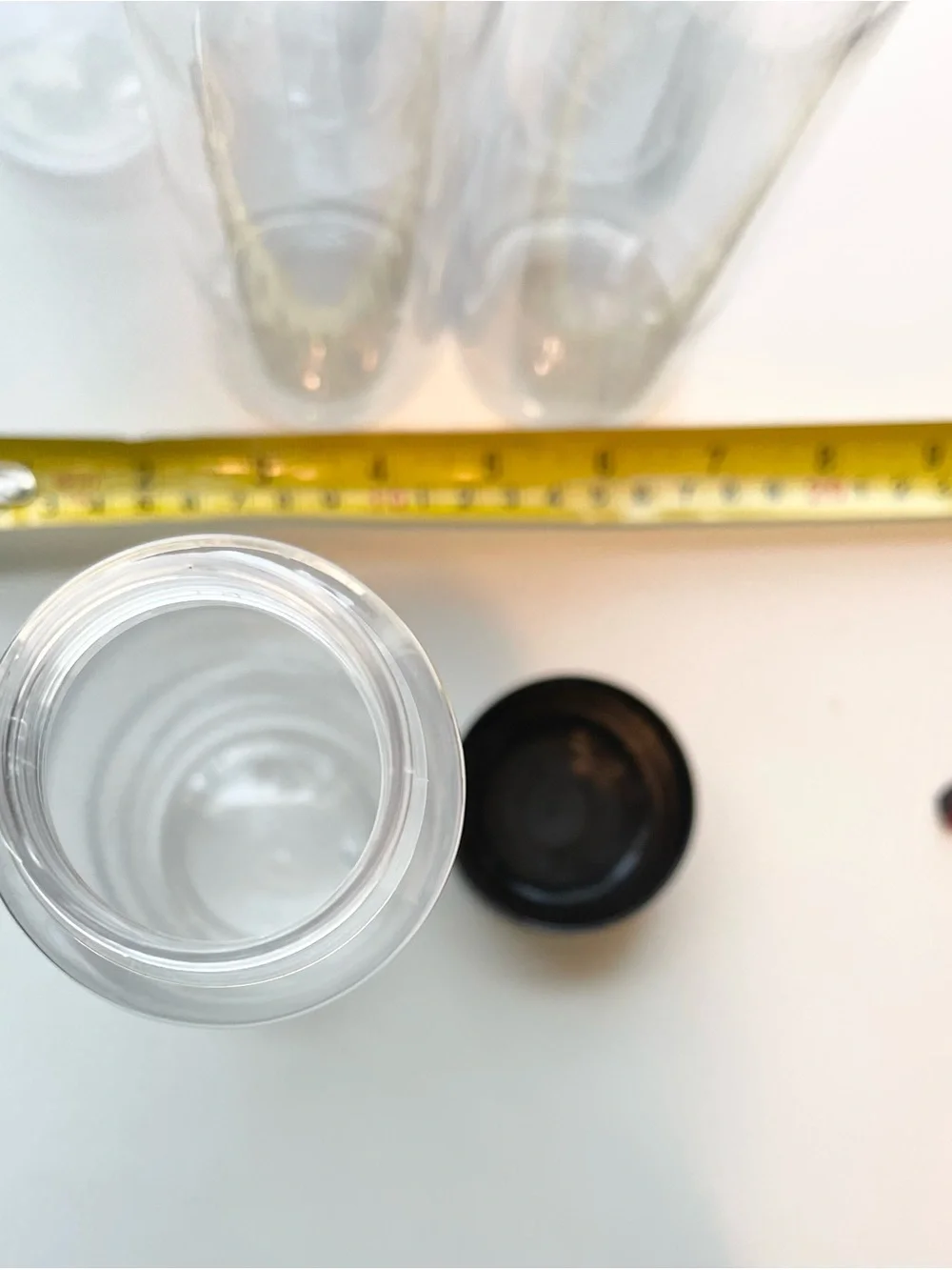 Clear Plastic Storage Jars with Black Lids - Set of 9